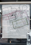 830438 Afbeelding van een plattegrond met de gevonden restanten van het kasteel Vredenburg en het klooster Catharijne ...